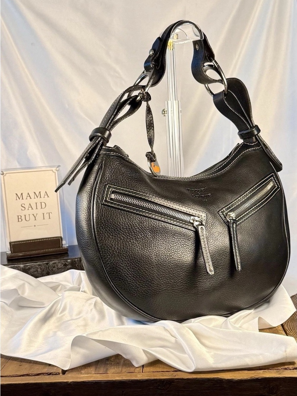 Dooney & Bourke Dillen Black Pebbled Leather Hobo Bag